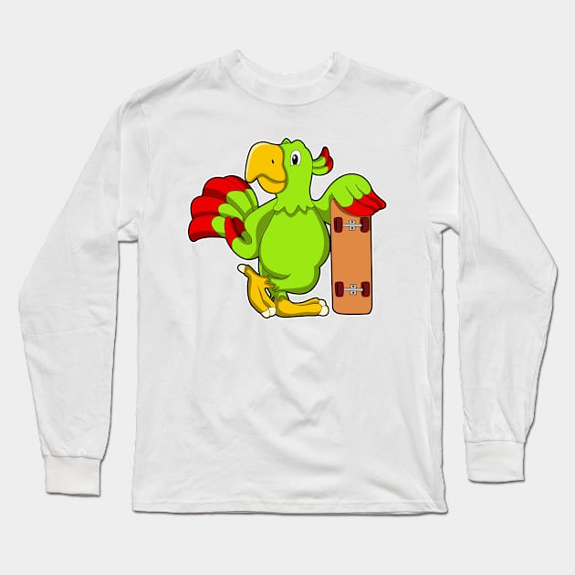 Parrot as Skater as Skateboard Long Sleeve T-Shirt by Markus Schnabel